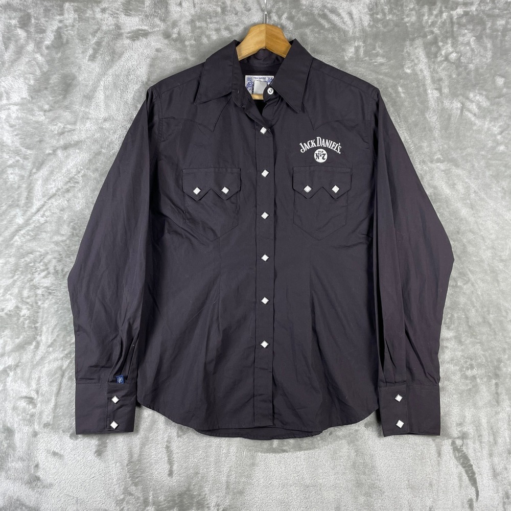 Rockmount Ranch Wear Western Shirt Women Large Black Jack Daniels Pearl Snap